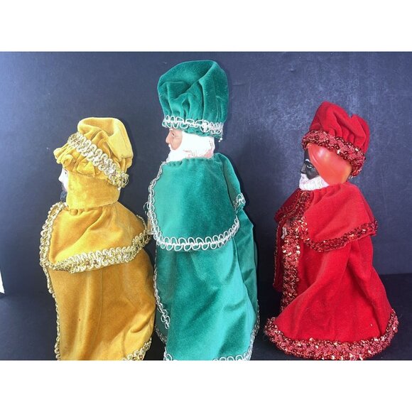3 Christmas Wisemen Kings Velvet Clothing Mrs Butterworth Bottles Homemade 70's - Picture 6 of 8